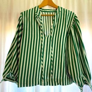 Great Green & White Striped Blouse